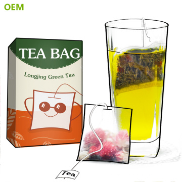 Wholesale Branded Best Disposable Nylon Cotton Silk Mesh Loose Leaf Green Square Filter Tea Bags/Tea Sachets With String
